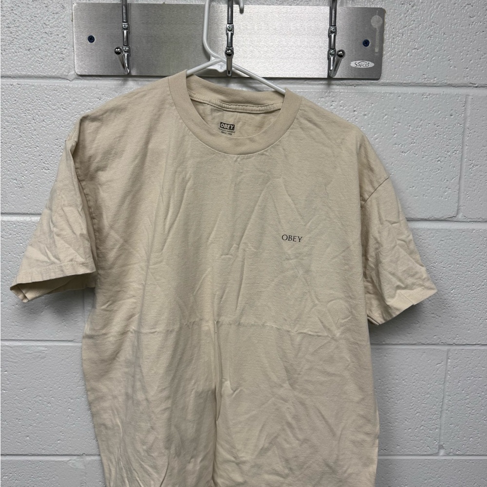 Obey Men's Beige Short Sleeve Tee